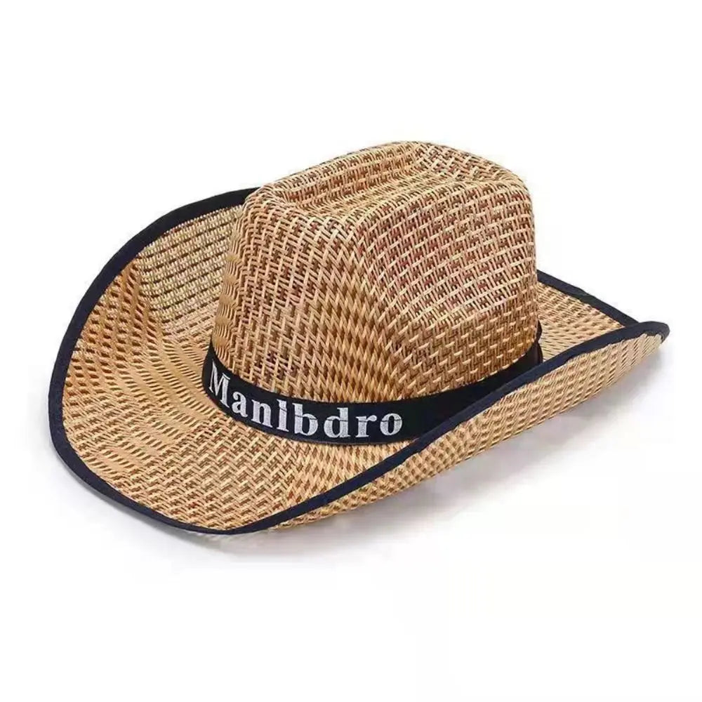 Fashion Visor Cap Men Straw Hat Sunscreen Letter Man Sun Hat Weave Sun Cap Sun Visor Fedoras Woman/Female