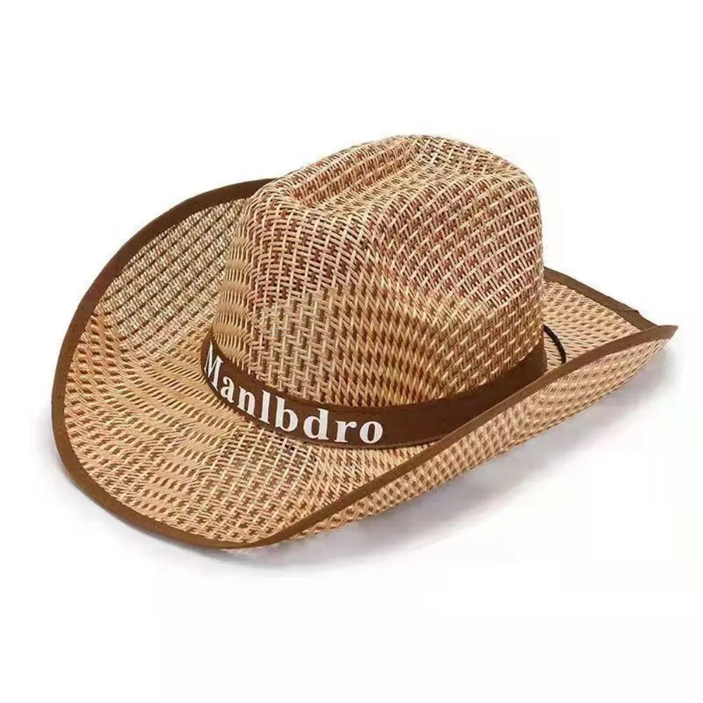 Fashion Visor Cap Men Straw Hat Sunscreen Letter Man Sun Hat Weave Sun Cap Sun Visor Fedoras Woman/Female