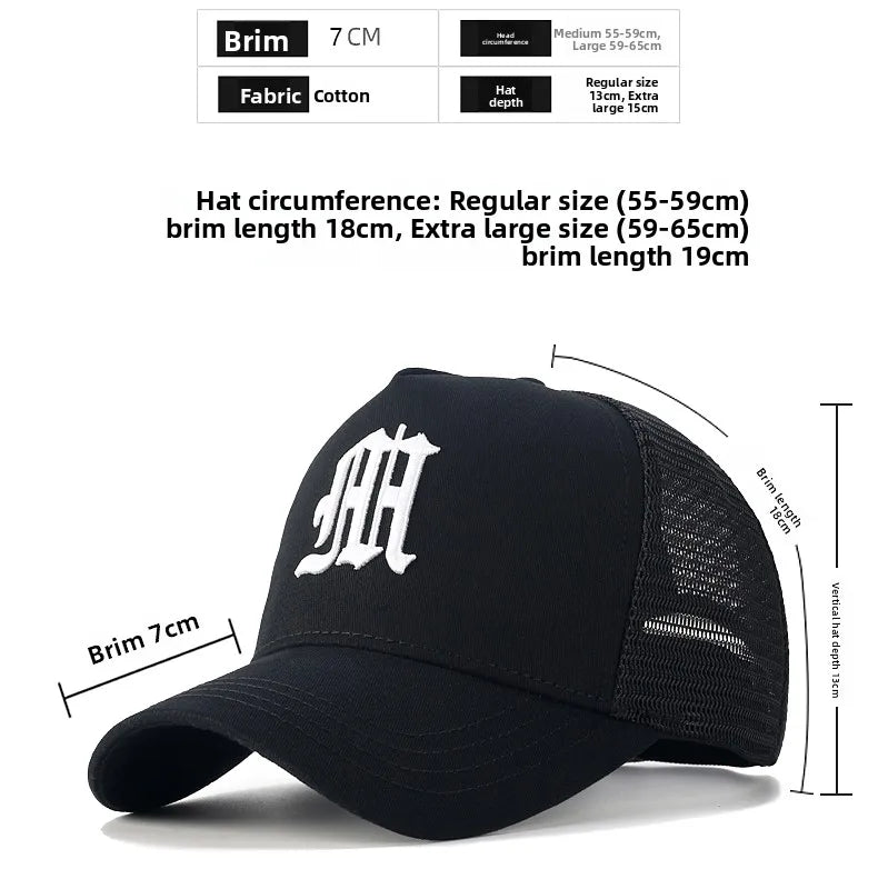 High-Crown Baseball Cap Men's Summer Faion Brand Face Slimming Hard-Top Wide-Eyelid Sun Protection Youth All Seasons Cotton...