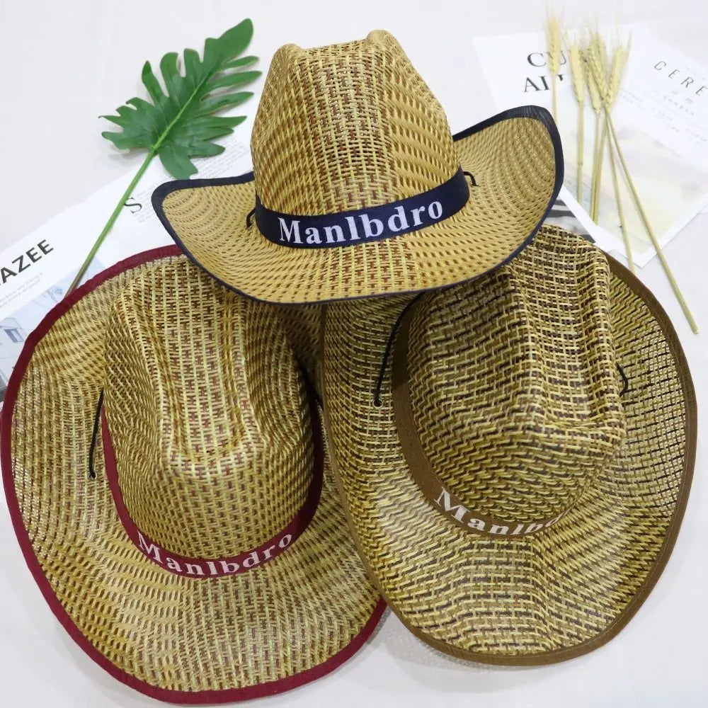 Fashion Visor Cap Men Straw Hat Sunscreen Letter Man Sun Hat Weave Sun Cap Sun Visor Fedoras Woman/Female