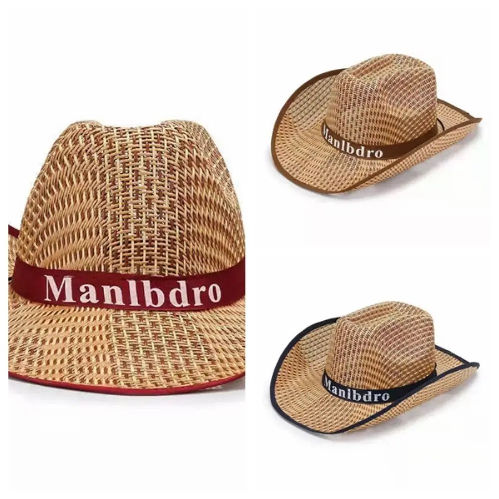 Fashion Visor Cap Men Straw Hat Sunscreen Letter Man Sun Hat Weave Sun Cap Sun Visor Fedoras Woman/Female