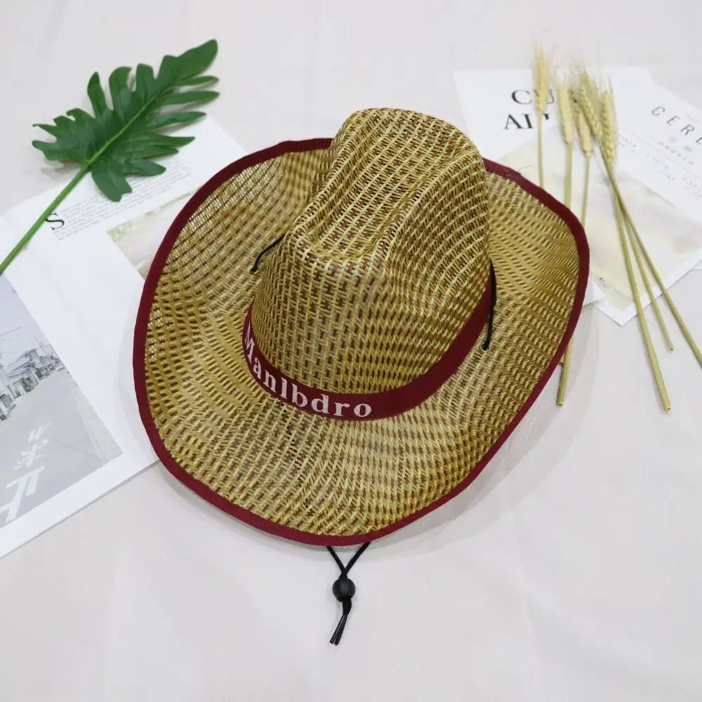 Fashion Visor Cap Men Straw Hat Sunscreen Letter Man Sun Hat Weave Sun Cap Sun Visor Fedoras Woman/Female